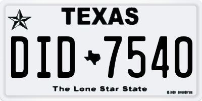 TX license plate DID7540