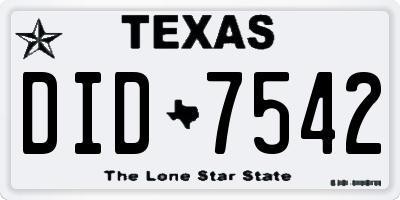 TX license plate DID7542