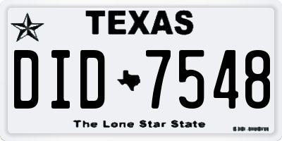 TX license plate DID7548