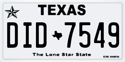 TX license plate DID7549