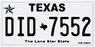 TX license plate DID7552