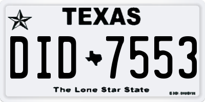 TX license plate DID7553