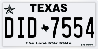 TX license plate DID7554
