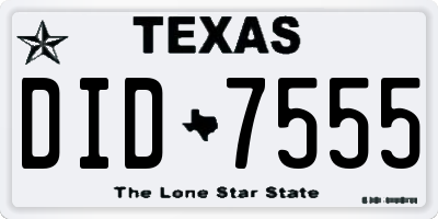 TX license plate DID7555