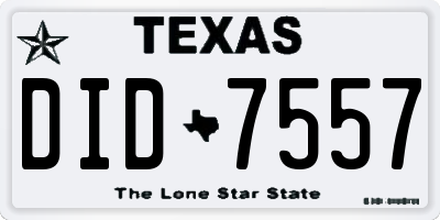 TX license plate DID7557