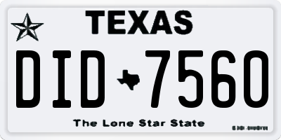 TX license plate DID7560