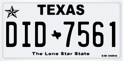 TX license plate DID7561