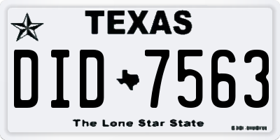 TX license plate DID7563