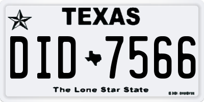 TX license plate DID7566