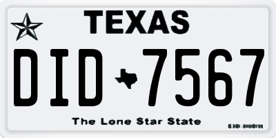 TX license plate DID7567