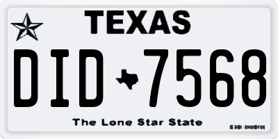 TX license plate DID7568