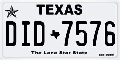 TX license plate DID7576