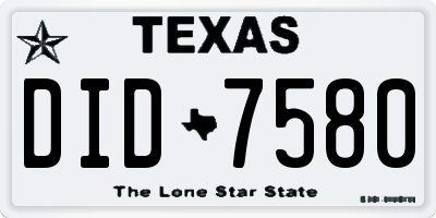 TX license plate DID7580