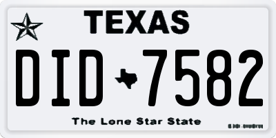 TX license plate DID7582