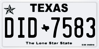 TX license plate DID7583