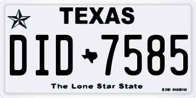 TX license plate DID7585