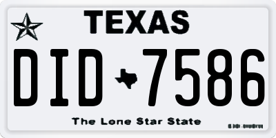 TX license plate DID7586