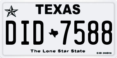 TX license plate DID7588
