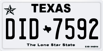TX license plate DID7592