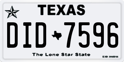 TX license plate DID7596