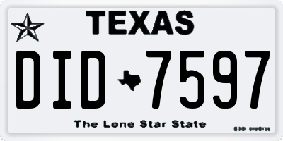 TX license plate DID7597