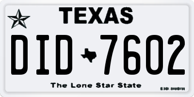 TX license plate DID7602