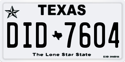 TX license plate DID7604