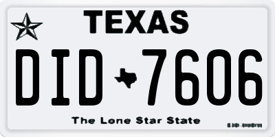TX license plate DID7606