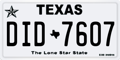 TX license plate DID7607