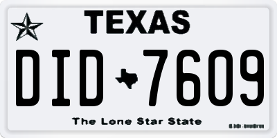 TX license plate DID7609