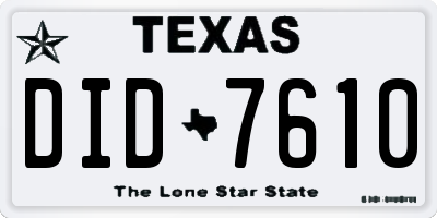 TX license plate DID7610