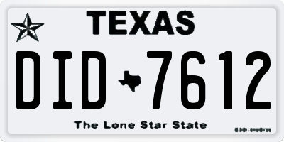 TX license plate DID7612