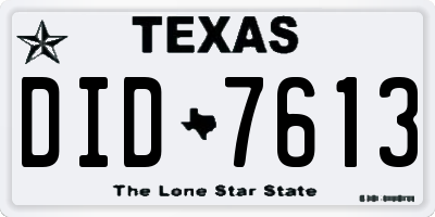 TX license plate DID7613