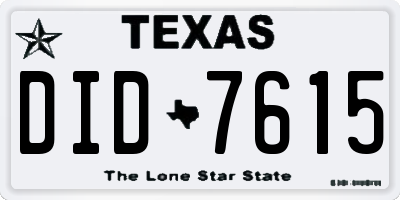 TX license plate DID7615