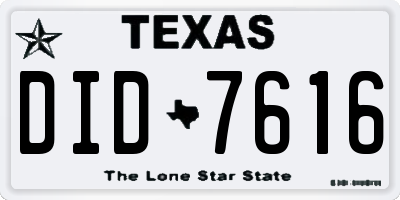 TX license plate DID7616