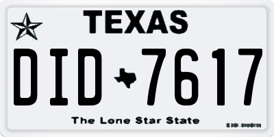 TX license plate DID7617