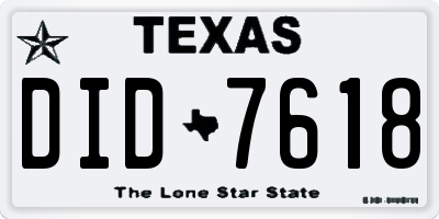 TX license plate DID7618