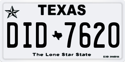 TX license plate DID7620