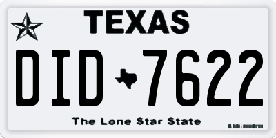 TX license plate DID7622