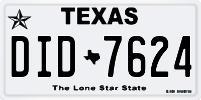 TX license plate DID7624