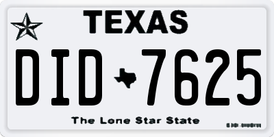TX license plate DID7625
