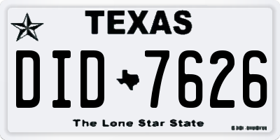 TX license plate DID7626