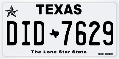 TX license plate DID7629