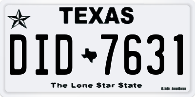 TX license plate DID7631