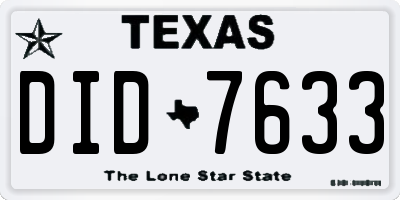 TX license plate DID7633