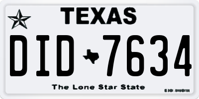TX license plate DID7634