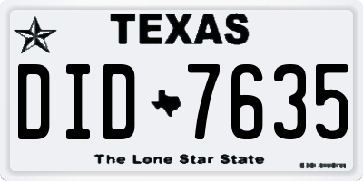 TX license plate DID7635