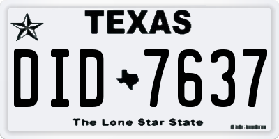 TX license plate DID7637