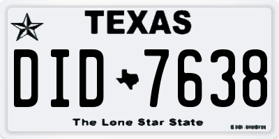 TX license plate DID7638