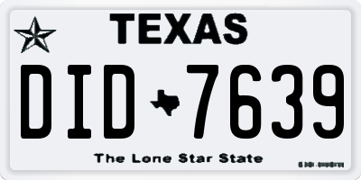 TX license plate DID7639